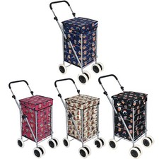 6 Wheels Foldable Caged Shopping Trolley Cart Grocery Folding Market Laundry Bag