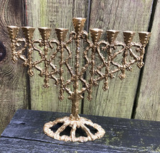 Vintage 1960's Israeli Tamar brass Menorah Hanukkah brutalist mid century 8.5"hg