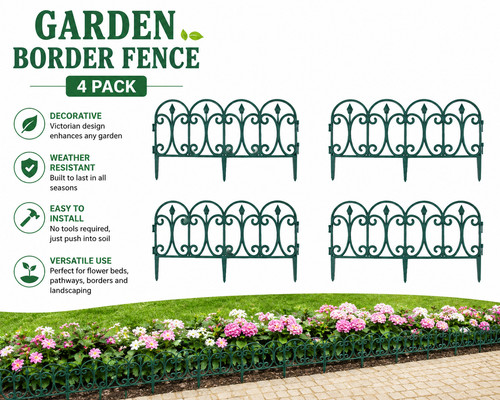 Green plastic garden border - garden,