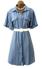 NEXT Blue Striped Short Sleeve