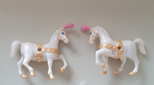 Pair of Vintage 1995 Polly Pocket Carriage Horses for Cinderella Wedding Palace
