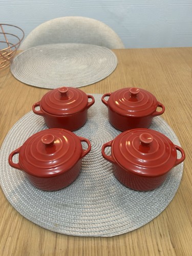 Four red mini ceramic