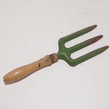 Vintage Garden Hand Fork With Wooden Handle