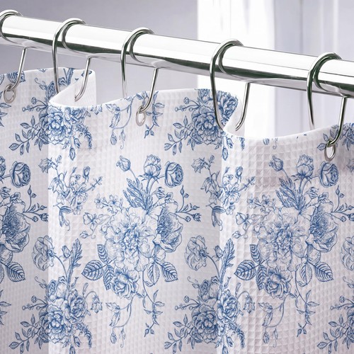 Blue floral waffle shower - floral,