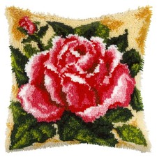 Latch Hook Kit: Cushion: Large: Rose