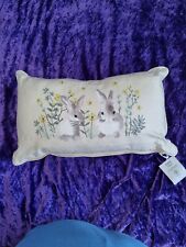 Tesco Spring Bunny Rabbit Floral Cushion Cream Zipped Filled New 30 X 50cm Tags