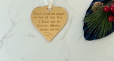 Personalised Christmas Tree Decoration - Angel in Heaven - Heart Shaped Gift