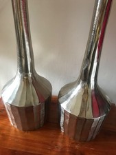 Bonnypack Harlington Pair Handcrafted Tall Heavy Aluminium Bottleneck Vases 49cm