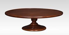 Large Mahogany Lazy Susan | Circular Rotating Serving Tray on Stepped Base
