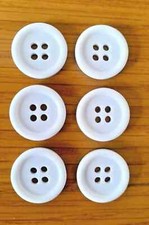 White 4 Hole Flat Back Sew On Round Buttons Shirts blouses Coats 15mm 20mm 25mm
