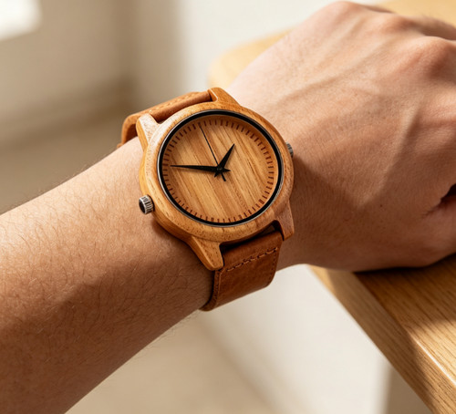 Men full wooden strap - men's, watch