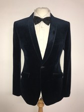 JOHN LEWIS - Men Tailored Fit DARK TEAL GREEN VELVET TEXEDO JACKET - 38 Reg