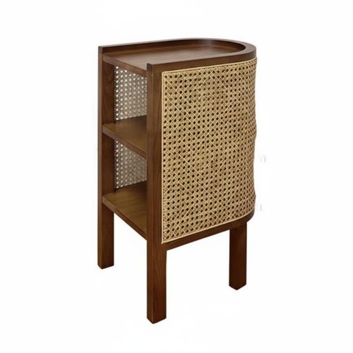 Semi circular rattan end table - rattan,