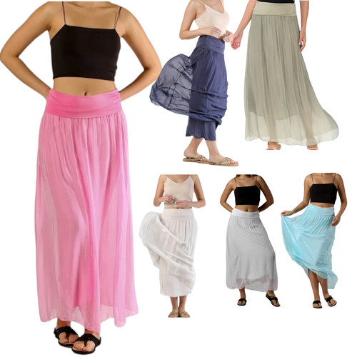 Women silk skirt lagenlook - silk,