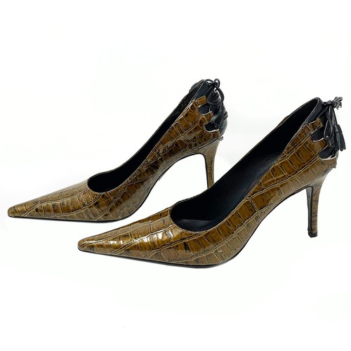 Leather crocodile stiletto - leather,
