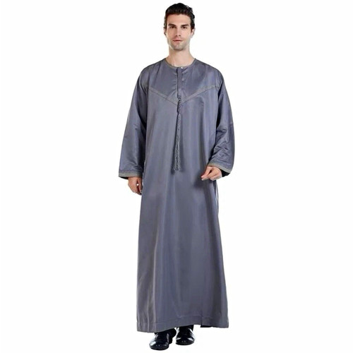 Men grey thobe embroidered - thobe,