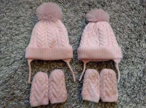 Twin girls pink chunky knit - twin,