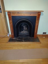 Wood Fire Surround,  marble tiles and rope edging (excl. fire insert) London SE4