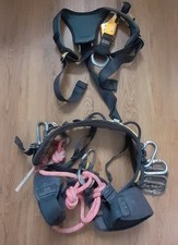 ***REDUCED***  Petzl Falcon full body harness + ropes, clips/karabiners,  helmet