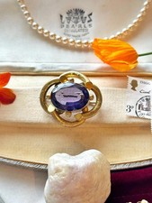 Victorian Pinchbeck Brooch with Amethyst Glass – Ornate Floral Design