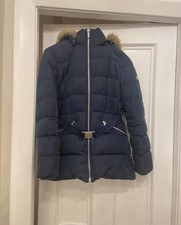 Women’s Michael Kors Navy Blue Puffer Coat Women Size S with Detachable Fur Hood