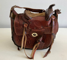 Mexican vtg leather saddle - vtg,