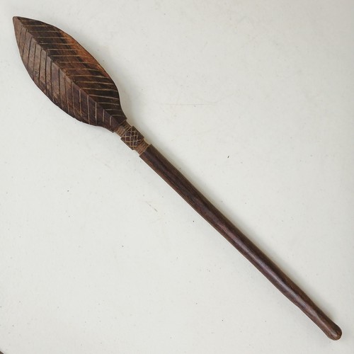 Vtg wooden tribal spear club - vtg,