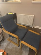 POÄNG Rocking-chair and Footstool in birch veneer