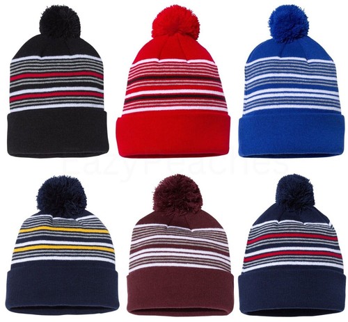 Striped beanie knit - striped,