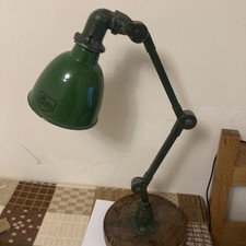 Antique 1930s  Articulated Industrial Green Enamel Machinist  2 Arm Lamp Revo