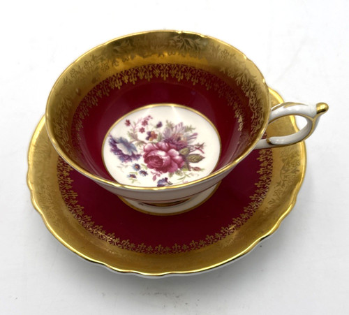 Vtg paragon floral burgundy - floral,