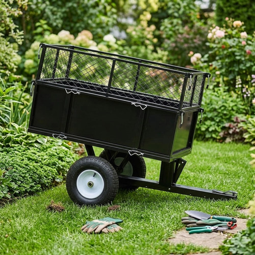 Tipping trailer for lawn mower - tipping,