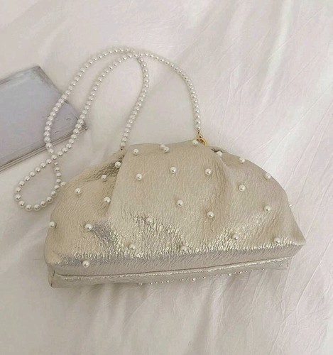 Champagne pearl clutch bag - champagne,