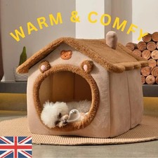 Foldable Pet House | Cat & Small Dog House Washable Dog Bed | Cozy Pet Cave Bed