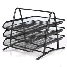 Stackable Office Filing Trays Desk Organiser Document Letter Tray Holder Mesh A4