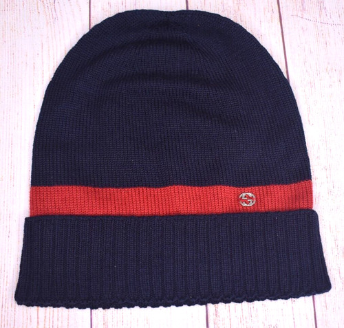 Gucci beanie hat navy blue - blue, red