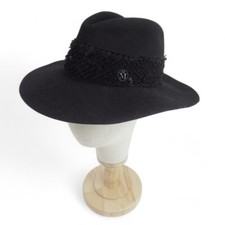 Maison Michel Henrietta Hat UK Small Wool Felt Sequins Designer Logo Women's 