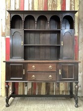 Beautiful Dark Solid Oak Dresser With Brass Handles 6`6"H 5`1"x W