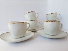 Beautiful White Waterside Fine China Coffee Cups Saucers Gold Rim