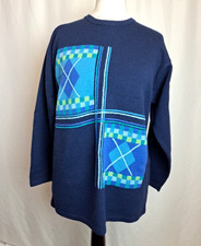 Alice Collins 90s Vintage Style Jumper 95% Lambswool Blue Golf UK16 NWT C4669
