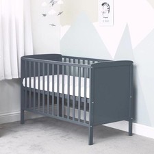 Baby Elegance Elle Cot Grey, 3 Adjustabel Height Wooden Cot Bed