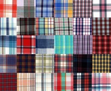 100% Cotton Fabric 30 Different 5 inch Charm Squares Madras & Tartan Checks 