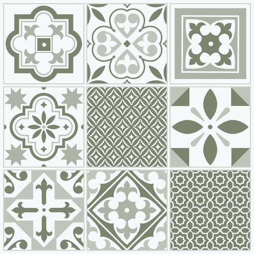 Oriental green floor tiles - oriental,