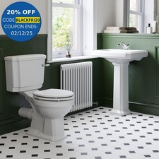 Bathroom Suite Close Coupled Toilet & Sink Basin Traditional Cloakroom