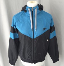 VTG Nike Embroidered Mesh Full Zip Windrunner Track Jacket Top Mens M Black Blue