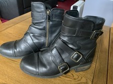 UGG Australia Black Leather Zip Up Ankle Biker Boots - UK 6.5 - EU39