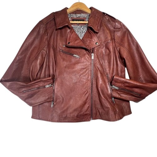 Oxblood leather moto jacket - moto,