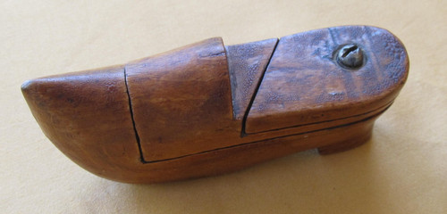 Wooden shoe shaped snuff - shaped, box