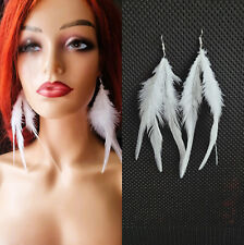 Long White Feather Earrings Tassel Dangle Eardrop Bohemian Women Fashion Jewelry