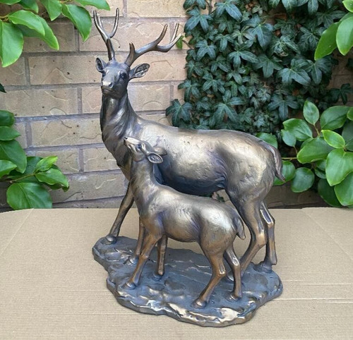 Large bronze stag and - stag, by